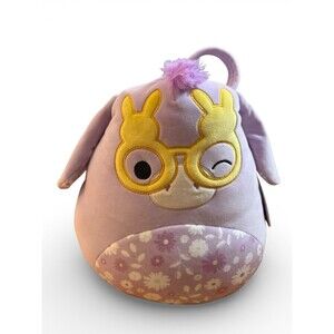 Squishmallows Delzi The Donkey Easter Basket Plush Collectible Purple/Floral Toy